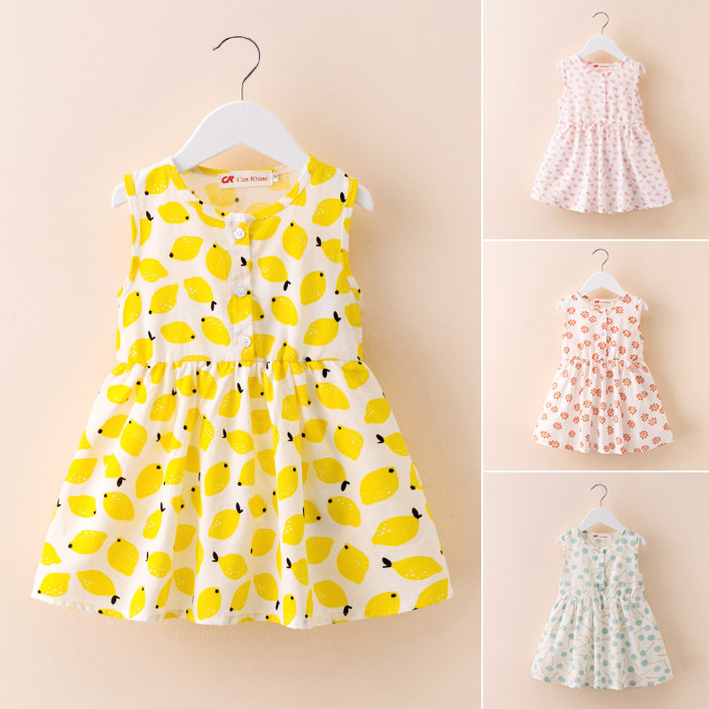 Girls floral dress summer dress children's clothing big girl cotton doll skirt foreign style skirt children's vest skirt infant