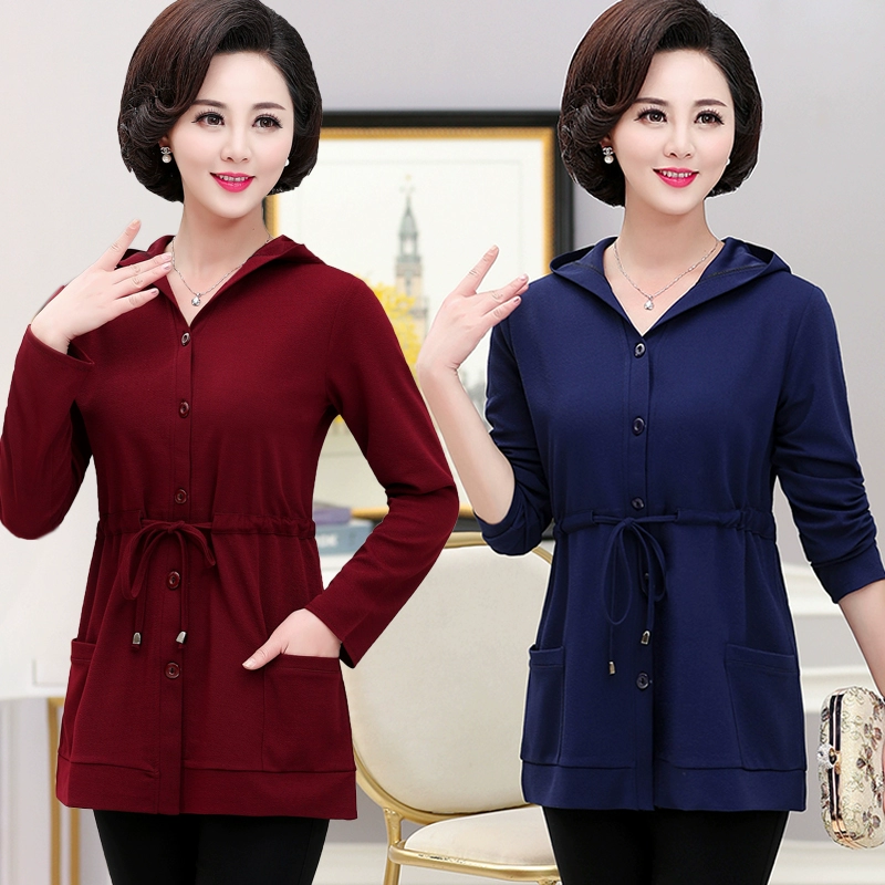 Áo khoác lông cho nữ trung niên và cao tuổi mùa xuân, mùa thu và mùa đông 2020 áo khoác trench cardigan mới 40 tuổi 50 cộng với nhung mẹ - Quần áo của mẹ