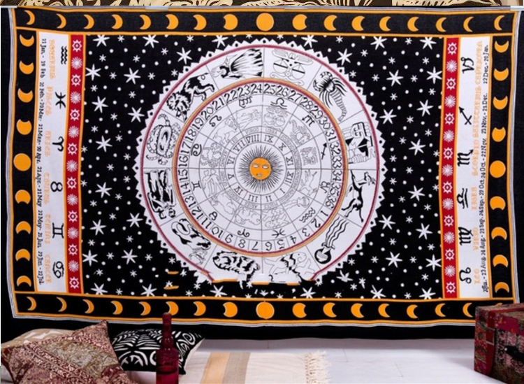 Mandala Bohemian Mười hai chòm sao Tấm thảm phòng ngủ Treo Polyester In Tấm thảm trang trí Khăn trải bàn thảm treo tường anime