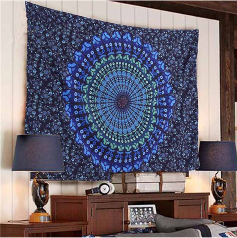 Mandala Bohemian Tapestry In mới Polyester Treo Vải Trang trí tường Trang trí Tapestry Beach Khăn Chăn 	thảm treo tường 3d