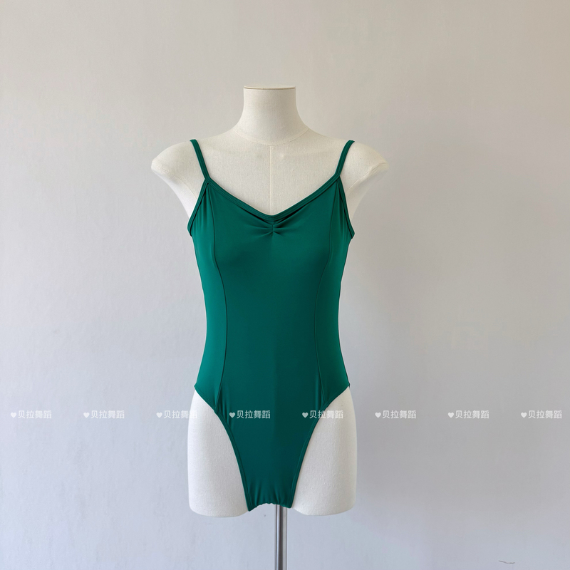 Starbucks Green Ballet Practice Outfit for Women, Adult Dance Leotard, High-Waisted Camisole One-Piece Gymnastics Suit for Art Exams