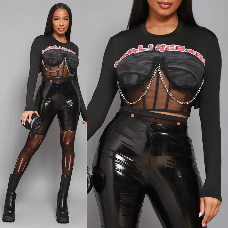 7002 # Amazon Independent Site New Style Black High-Elastic High-Waisted European and American Style Patent Leather Tight-Fitting Casual Sports Shorts for Women