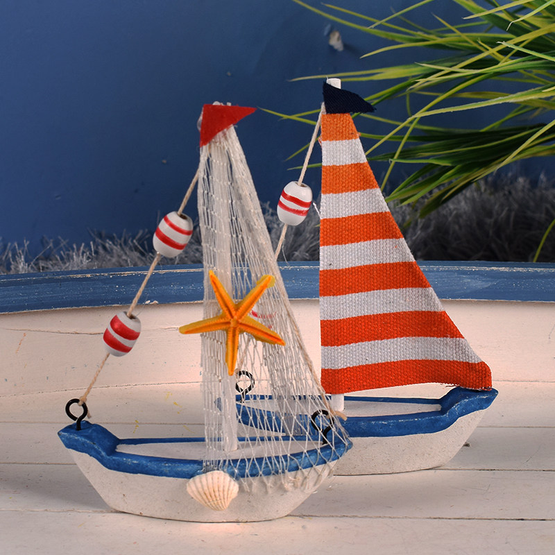 14CM mini craft boat model decorated with wooden boat for a sailing day of student day gift ocean wind