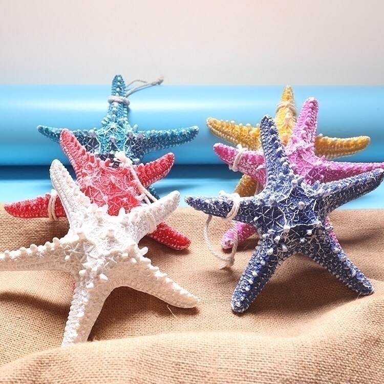 16CM simulation resin starfish 6-piece set wall decoration Mediterranean style decoration Photo props Children's room decoration