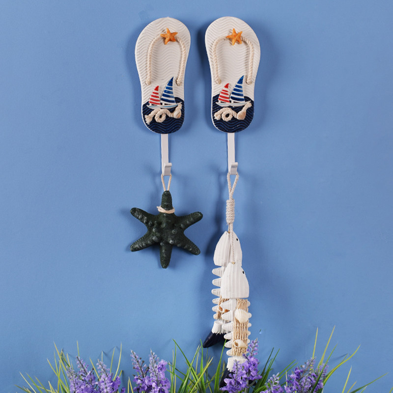 Mediterranean Style Slippers Hook decorations Creative Wall Children's room Clothing clothing Shop Clothes hat Genguan Key Wall hanging