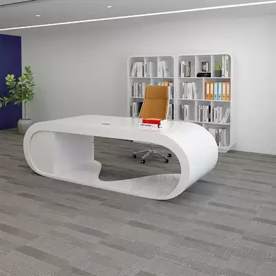 Lacquer boss desk female chief table White simple modern medical beauty table fashion semicircular chief manager table