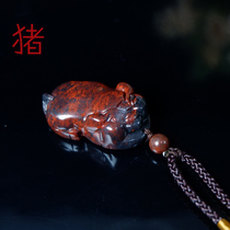 Guilin chicken blood jade zodiac pig pendant jade pendant Jade peace brand necklace pendant men and women 0748