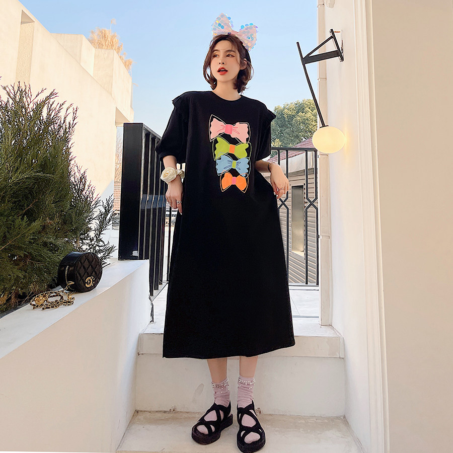 2021 summer new large size fairy dress long version split in the escape princess lantern short sleeve casual long dress