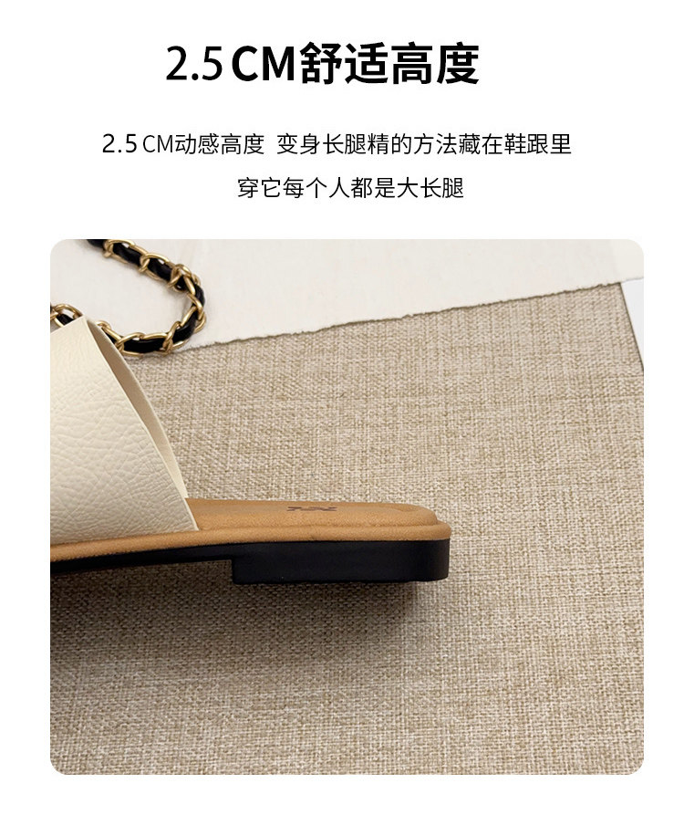 复古银色套趾凉拖鞋女2025夏季新款百搭平底一字拖配裙子沙滩半拖详情6