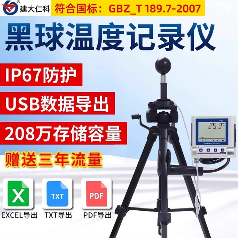 Black Ball Temperature Recorder, Weather Heat Index, Body Temperature Measurement, High Thermal Conductivity, High-Precision Thermometer Measuring Instrument