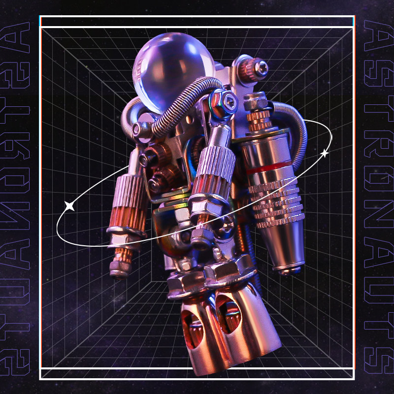 Mechanical Party Astronauts Solid metal assembly model State creators A boarder with hand office Pendulum Creative New Year Gift-Taobao
