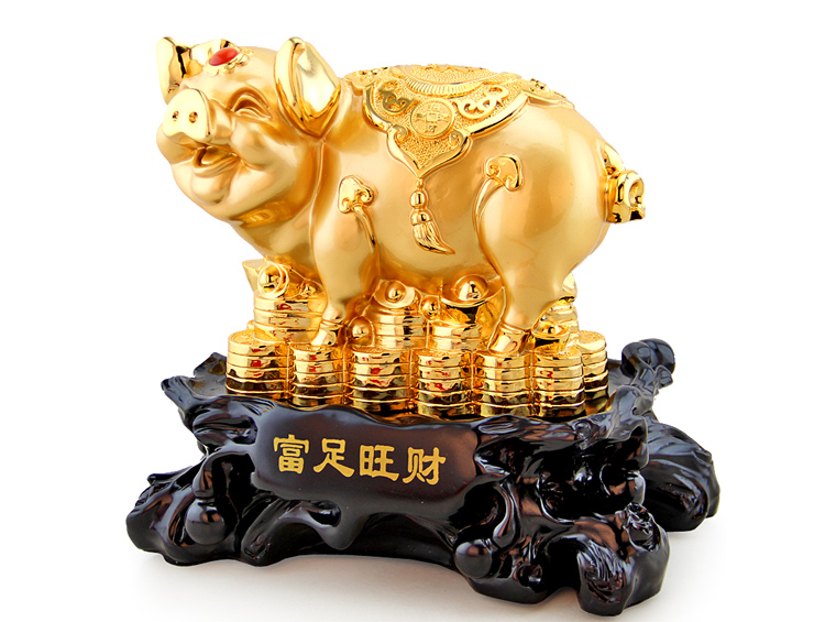 Trang trí lợn vàng trang trí thủ công trang trí nhà ngô Phong thủy trang sức 12 Zodiac may mắn lợn lợn trang trí nhà cửa