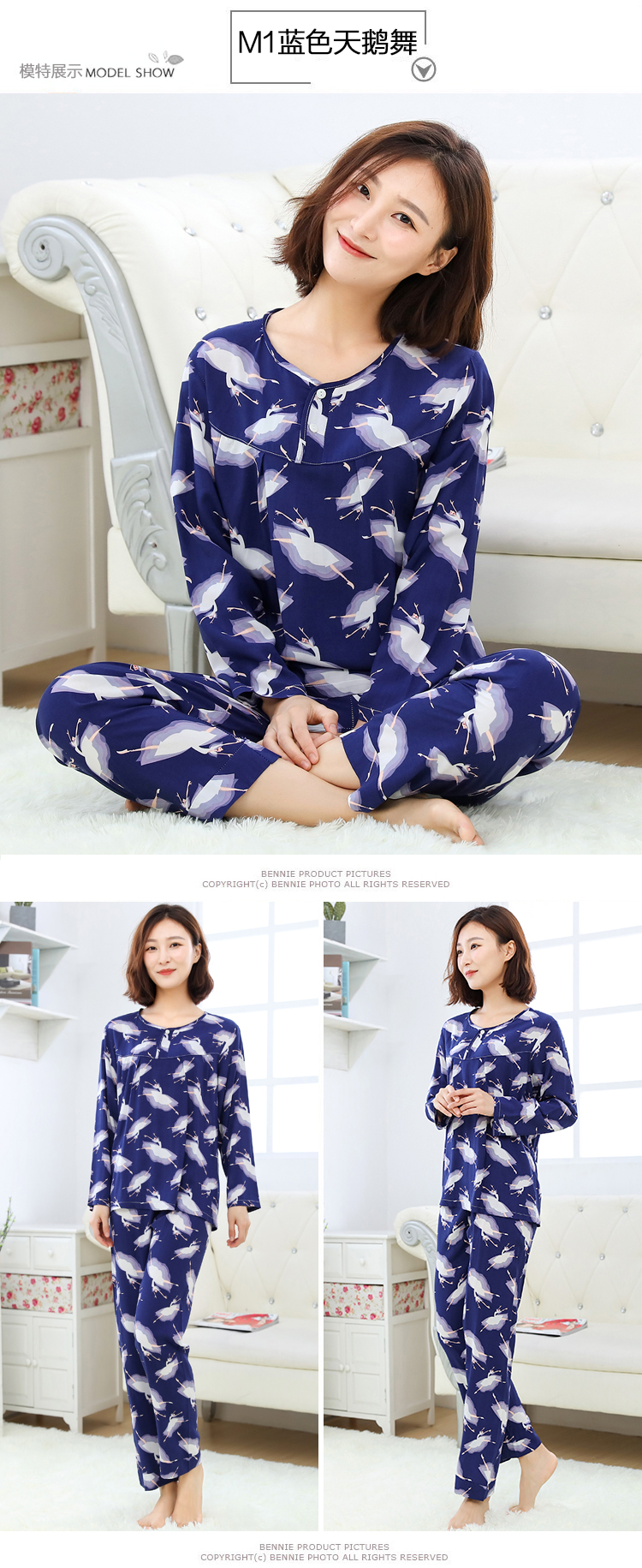 Bộ đồ ngủ bằng lụa cotton mùa thu đông cho bé gái hai mảnh shop đồ nữ