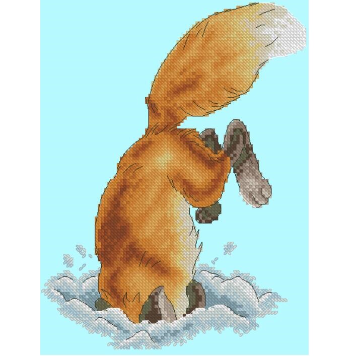 [Cat Embroidery Workshop] R-Line Kit - Fox Jumping into the Snow Mm240434 No Print