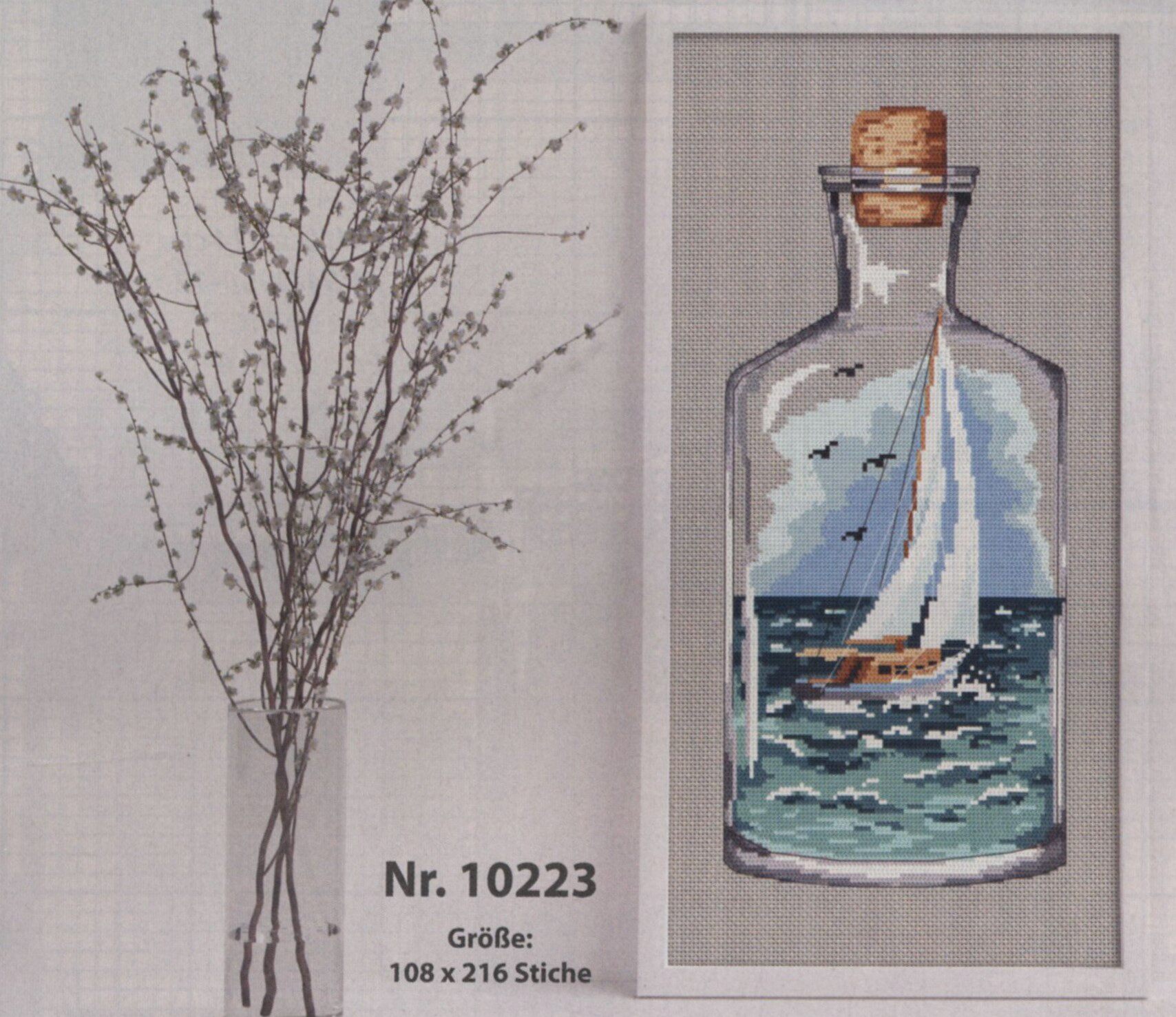 (Cat Cat Embroidery Square) R line self-supporting parts--Sailboat drift bottle MM191106