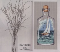 (Cat and cat embroidery) R line self-matching kit-sailing bottle MM191106