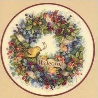 (Cat Cat Embroidery Square) R line self-supporting parts--DIM 35028 Welcome bird wreath