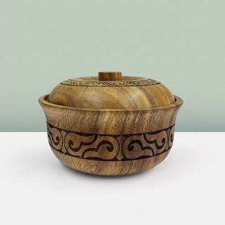 Acacia Wood Ethnic Style Wooden Bowl with Lid, Wooden Instant Noodle Bowl, Children's Bowl, Baby Food Bowl Set, Large, Medium, Small Size Fruit Plate