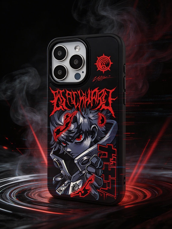 Dark Anime Red Symbol Kanji Matte Full iPhone Case