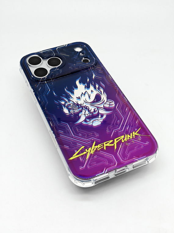 Cyberpunk 2077 Mask Blue Purple Gradient Circuit Phone Case for iPhone 17, 16, 15, 14 and 13 - view 5