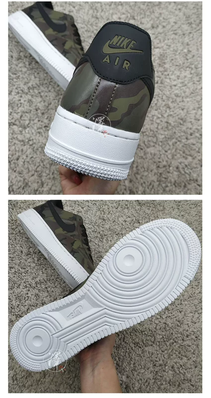 Nike AF1 thấp để giúp màu trắng tinh khiết shoes Giày Nike Air Force số 1 trường trung học ngụy trang màu đen 315115-112 - Dép / giày thường