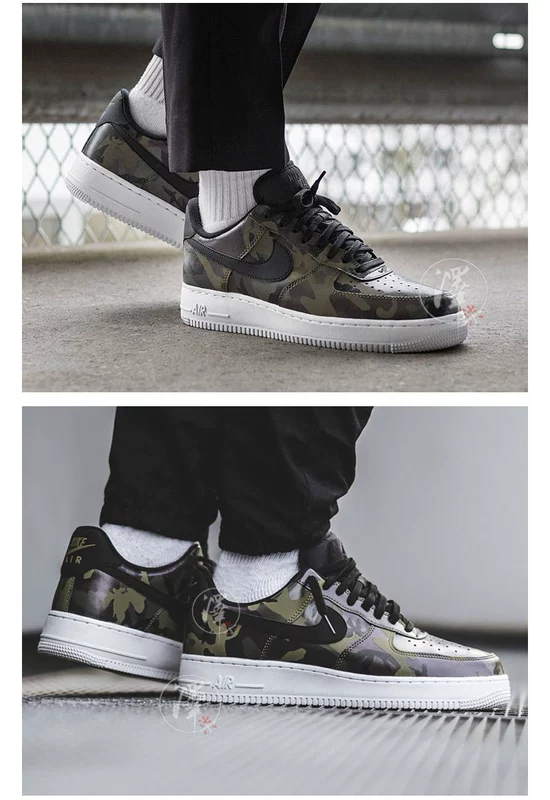 Nike AF1 thấp để giúp màu trắng tinh khiết shoes Giày Nike Air Force số 1 trường trung học ngụy trang màu đen 315115-112 - Dép / giày thường