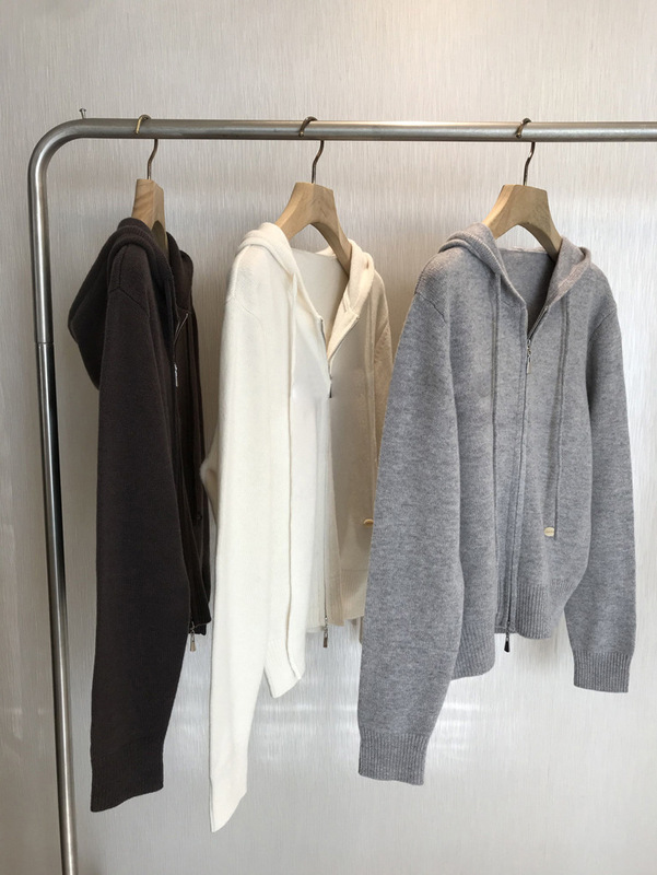 Highly Recommended!!! Soft and Skin-Friendly~ 100% Wool Double-Zip Drawstring Hooded Lazy Knit Cardigan for Women