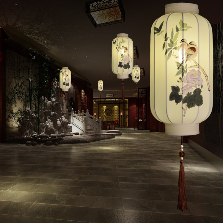 Chinese classical hand-drawn chandelier flowery and bird lantern living room bedroom room studio decorated hand-made lighting
