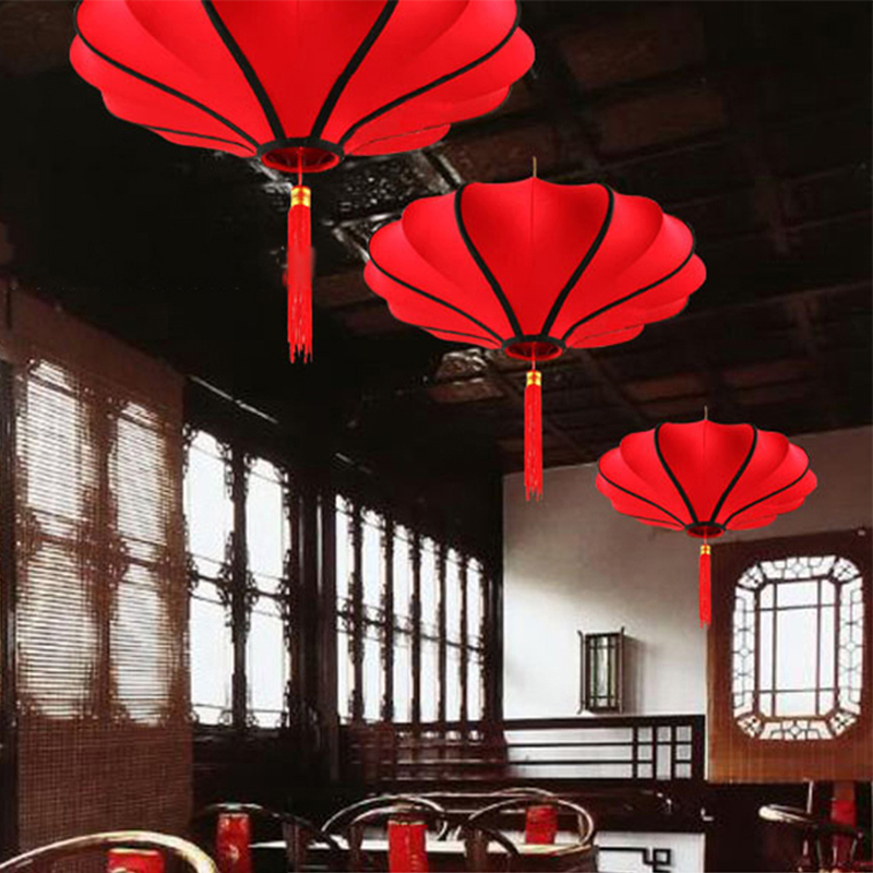 Modern Chinese classical chandelier living room restaurant door Mingqing court lantern decorated handcrafted fabric lighting