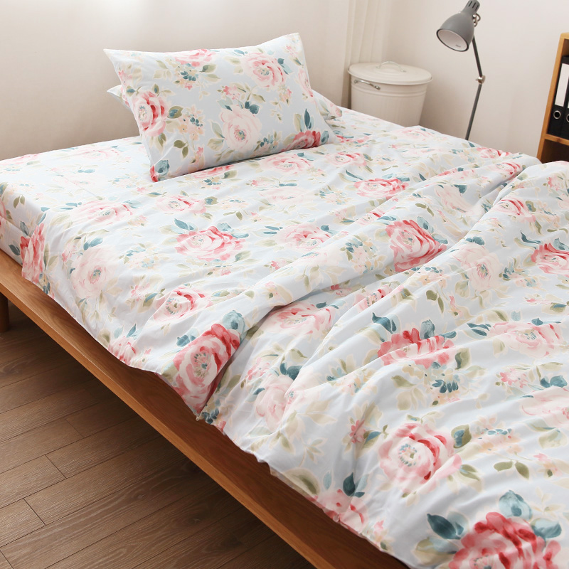 American warm flowers full cotton linen quilt cover pillowcase pure cotton quilt cover Bamboo Hat Atmosphere Romantic and can do