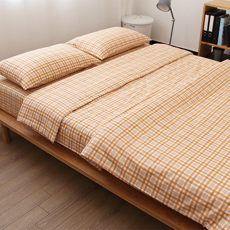Sunshine plaid Japanese cotton sheets, quilt cover, pillowcase, cotton quilt cover, bed cover, twill, simple and fresh