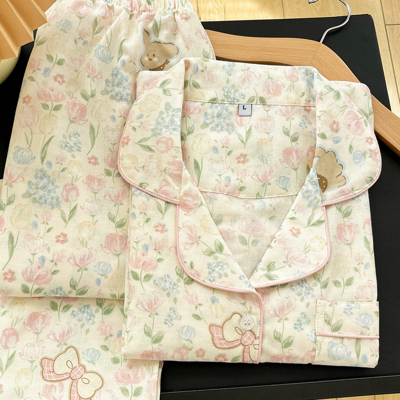Class a Double-Layer Gauze Puff Dog 100% Pure Cotton Gauze Pajamas for Women 2025 Spring and Autumn New Long-Sleeved Loungewear Set Class a Double-Layer Gauze Puff Dog 100% Pure Cotton Gauze Pajamas for Women 2025 Spring and Autumn New Long-Sleeved Loungewear Set