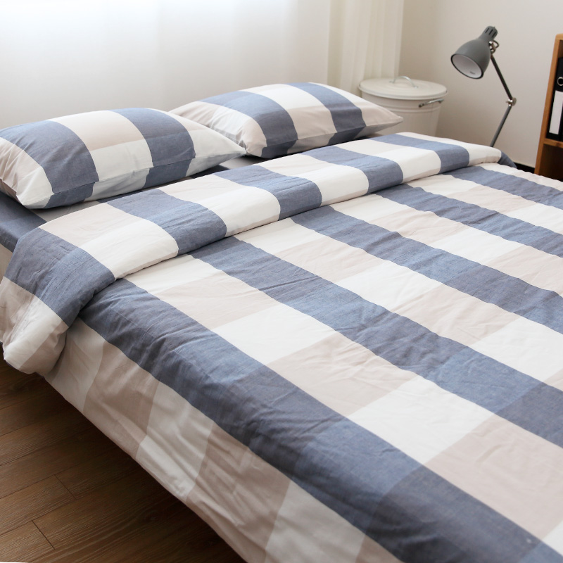 Blue plate blue cotton wash cotton plate sheets are pillow-covered pure cotton beds can be customized to four pieces