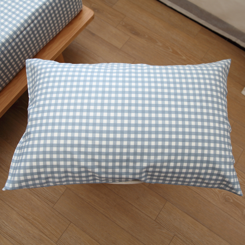 Minimalist light blue Gpillowcase Unit Price Daily series Plaid Pure Cotton Pillowcase All-cotton Twill Minimalist Style