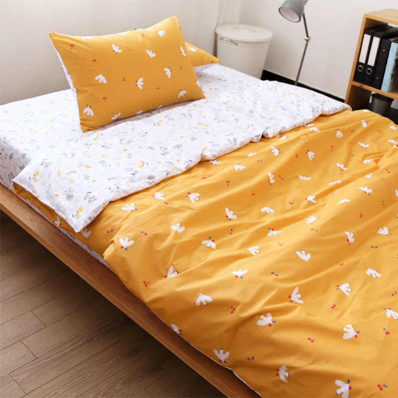 Pigeon Fields Garden Wind Warm Color Clean AB Version Pure Cotton Quilt Cover Sheet Full Cotton Quilt Hood Bed