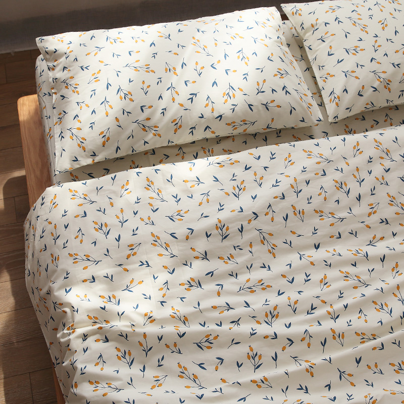 Swaying fruit loquat pastoral style pure cotton bed sheet quilt cover pillowcase pure cotton quilt cover fresh literature and art support custom