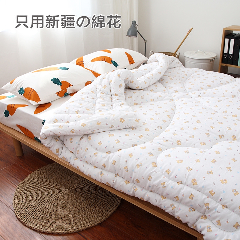 Cotton quilted by quilt Chunqiu full cotton quilt core New frontier cotton quilted by hand pure cotton wool mattress bedding with small bear pattern
