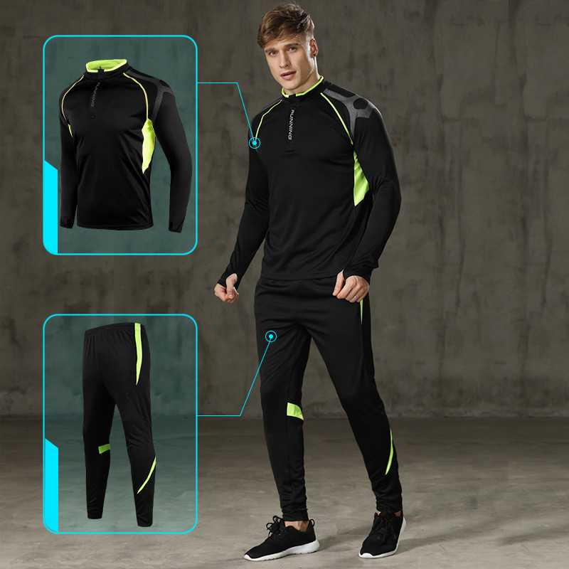 Morning running sports suit Men's autumn and winter gym running fitness training suit two-piece group purchase custom printed logo