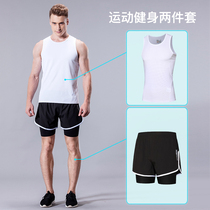 Summer sports vest mens quick-drying two-piece running suit Gym marathon shorts Basketball high elastic top