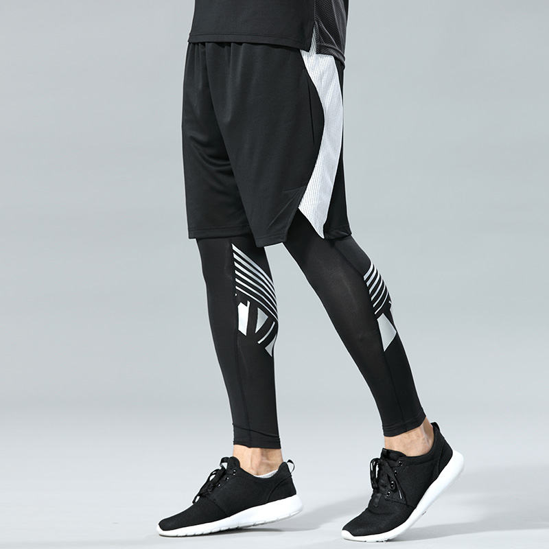 Sports tight men's trousers five-point pants two-piece basketball pants Running fitness training compression quick-drying base high elastic