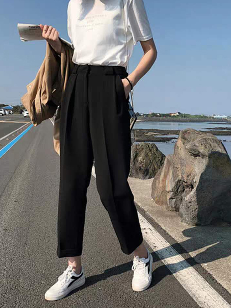 Autumn new large size women's loose casual harem pants hip thick fat sister mm slim nine points radish pants