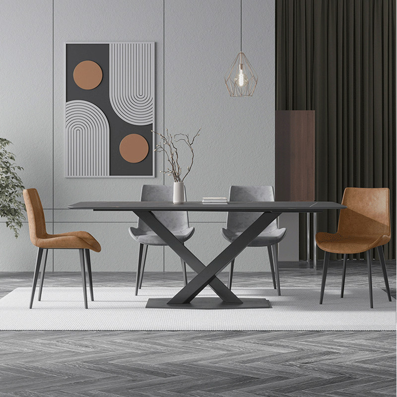 Restaurant dining table dining chair combination imported rock slab Italian minimalist luxury modern marble economy small apartment dining table