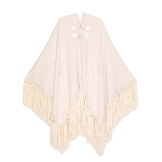 Maixu original <Gufeng> spring and autumn knitted big shawl female cardigan long section thickened tassel hooded cloak