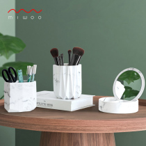 Nordic creative fashion makeup brush storage tube ins style simple personality marble stationery cute pen holder desktop