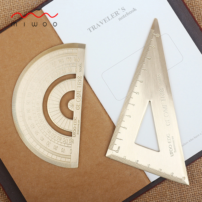 Find objects Ventuate retro brass metal ruler Ventron Ruler Protractor Measurements Learning Office Use