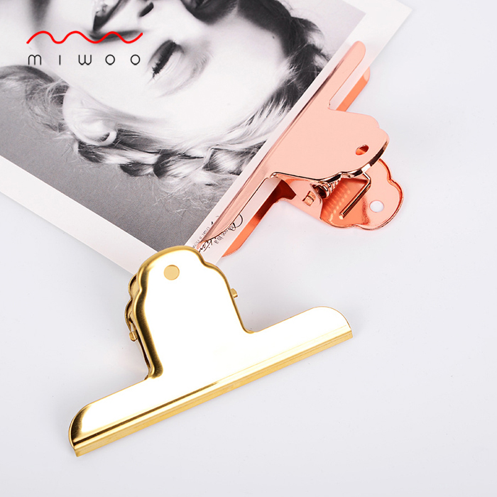 The new electroplating metal bill clip office study long tail folder student supplies new product rose gold