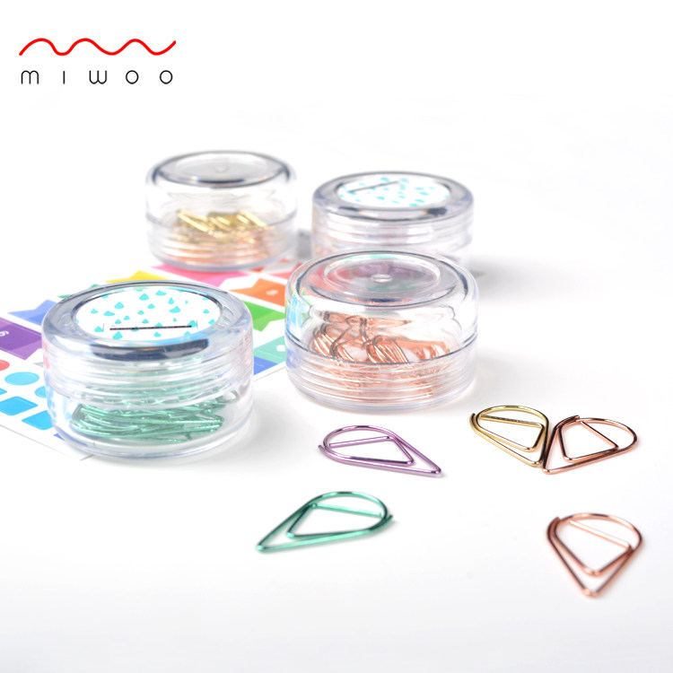 miwoo brand color water drop paper clip 10 pieces creative cute paper clip fresh and simple water drop shape