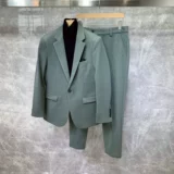 Зимний мужской шерстяной трендовый модный классический костюм, комплект, увеличенная толщина, в корейском стиле