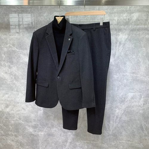 Зимний мужской шерстяной трендовый модный классический костюм, комплект, увеличенная толщина, в корейском стиле