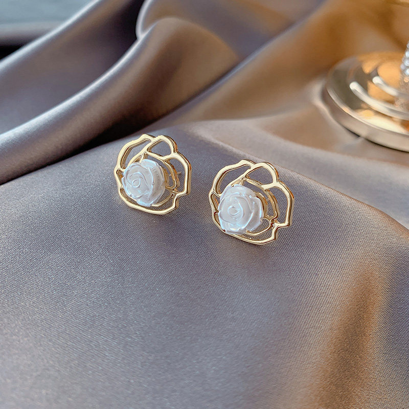 Rose Flower Acrylic Flowers Tea Tie Ear Clips Ear clips No earbuds Deaf Ears to Fairy Qi Super Senssen